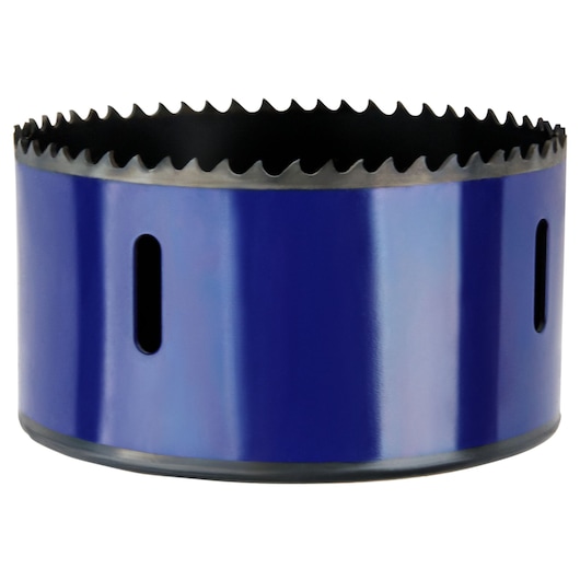 IRWIN blue bi-metal hole saw, SKU 373334BX, side angle on white background.