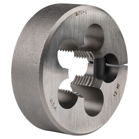 IRWIN round steel threading die, SKU 4669, close-up angle on white background.