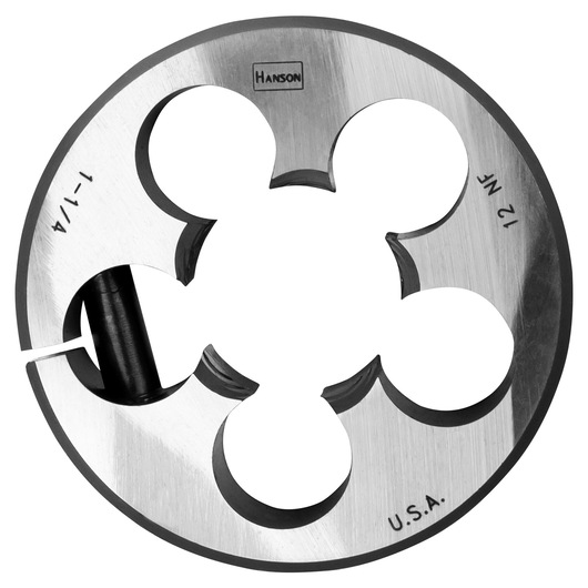 IRWIN Hanson steel round threading die, SKU 4671, shown on white background, top view.