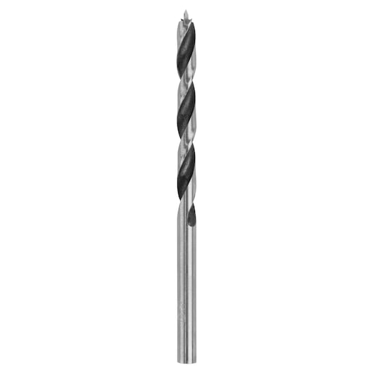 IRWIN 49613 twist drill bit, silver and black, front angle, photography on white background