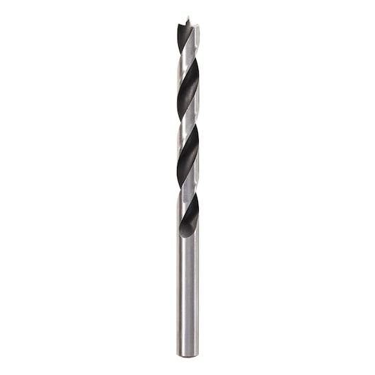 IRWIN 49615 straight wood drill bit, silver and black, side angle, on white background.