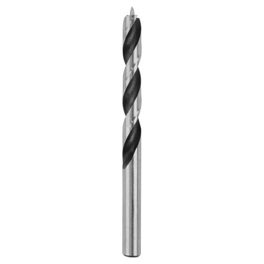 IRWIN SKU 49616 wood drill bit with silver and black spiral flutes, straight-on angle, white background.
