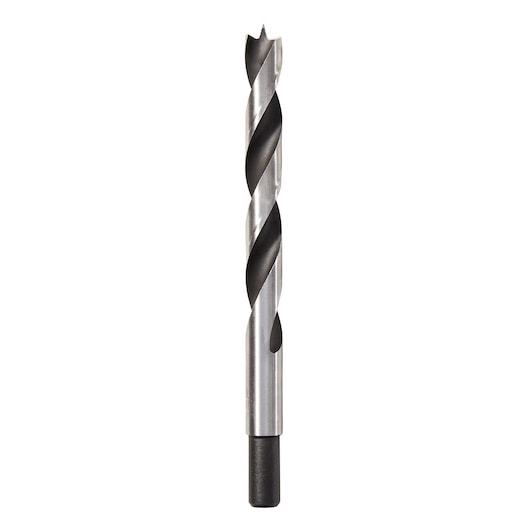 Photo of IRWIN 49617 wood drill bit, silver and black, straight-on angle, white background.