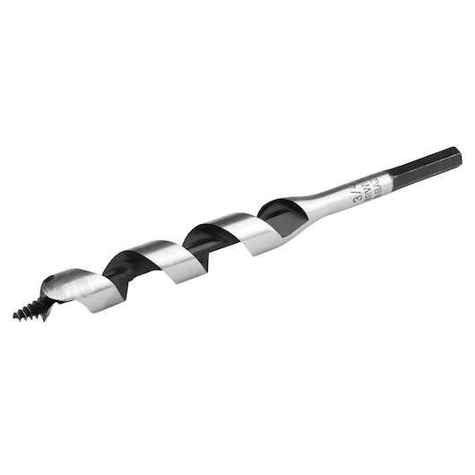 IRWIN 49912 auger drill bit on white background, showing spiral design and hex shank.