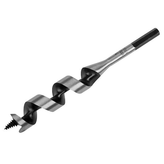 IRWIN 49916 auger drill bit with spiral flute, hex shank and screw tip, photographed on white background.
