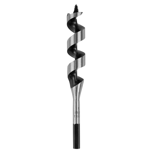 IRWIN 49916 wood auger drill bit, silver and black, front angle on white background.