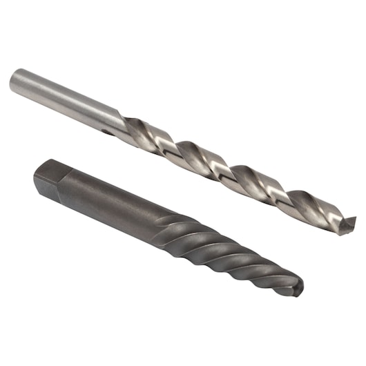 IRWIN 53704 drill bit and screw extractor set, silver and gray, displayed on white background, front angle.