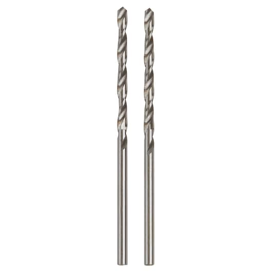 IRWIN 60507 two silver twist drill bits set, straight flute, product photography on white background.