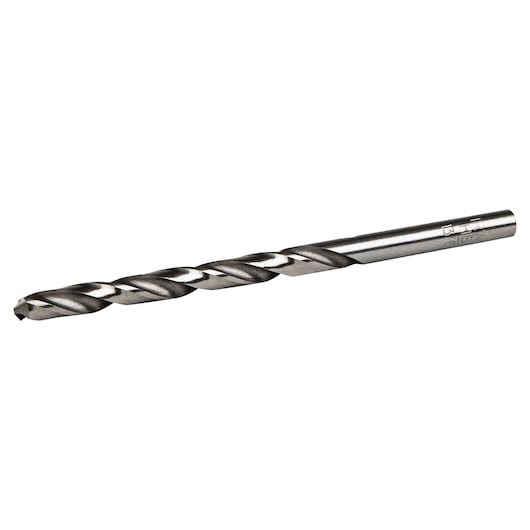 IRWIN 60513 metal drill bit side angle, silver finish, spiral flute design.