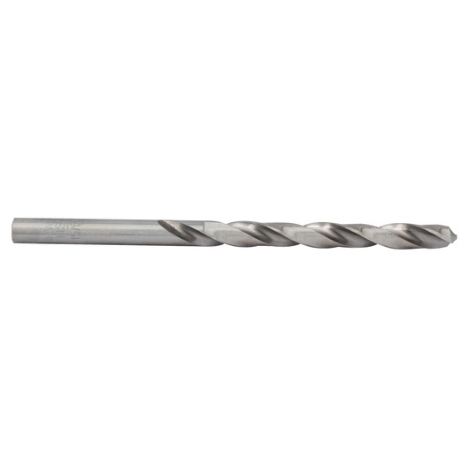 IRWIN 60515 metal twist drill bit, straight-on angle, silver finish, spiral flutes, white background.