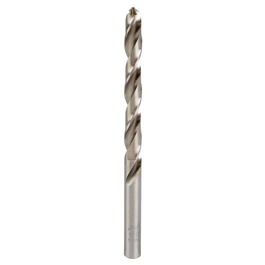 IRWIN 60519 metal drill bit, spiral design, silver, front angle on white background.