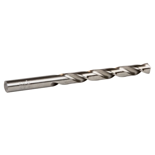 IRWIN metal drill bit 60522, silver color, cylindrical with spiral flutes, side angle on white background.