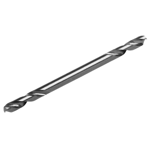 Photo of IRWIN drill bit 60608, metal double-ended twist design, angled on white background.
