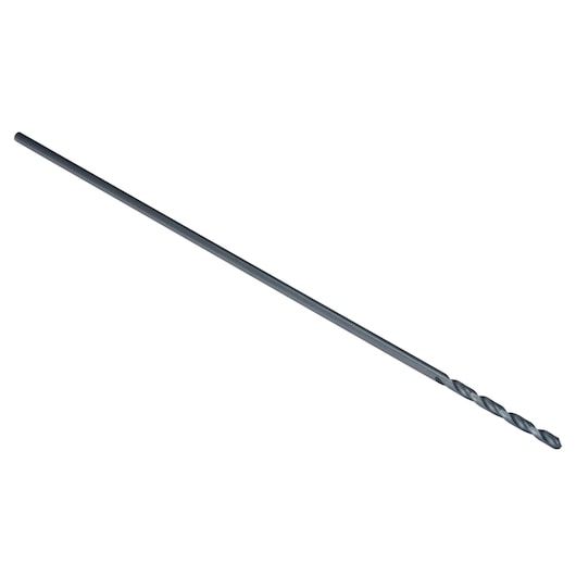 IRWIN 62112ZR extra long steel drill bit, side angle, photography on white background.