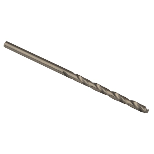 IRWIN 63107 metal twist drill bit, silver finish, side angle on white background.