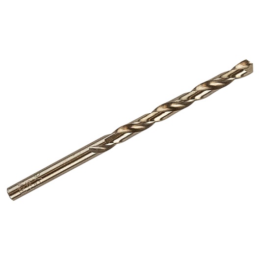 Photo of IRWIN 63113ZR metal drill bit with spiral flute, side angle, isolated on white background.