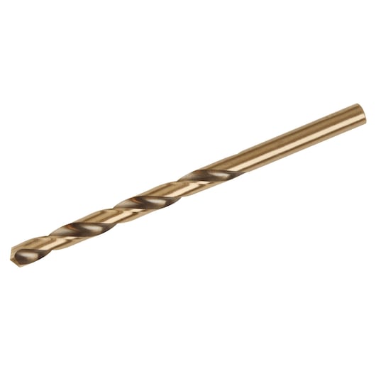 IRWIN 63115 metal twist drill bit, gold finish, side angle on white background.