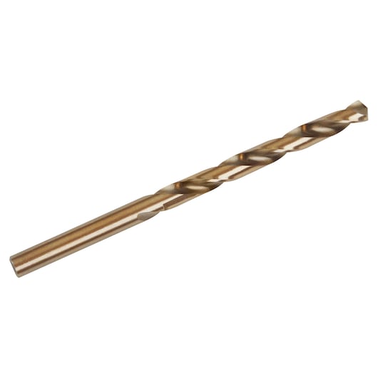 IRWIN gold-colored twist drill bit, SKU 63115, side angle on white background.