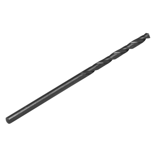 IRWIN 63505 black twist drill bit, side view, on white background.
