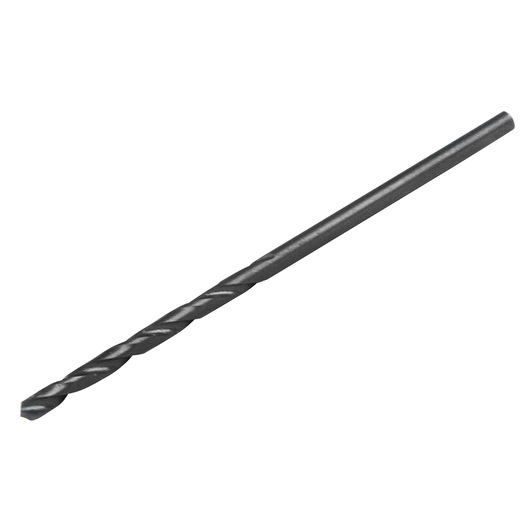Photo of IRWIN 63505 black metal drill bit, side angle, isolated on white background.
