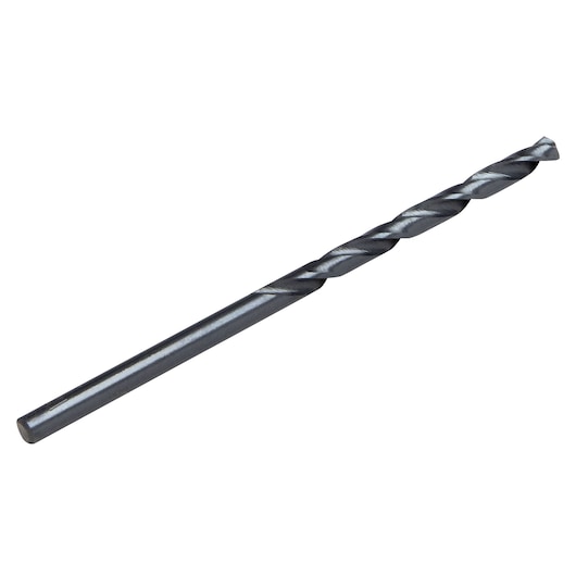 IRWIN drill bit SKU 63508, black metal, side angle, isolated on white background.
