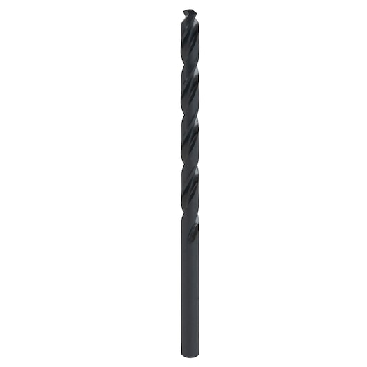 IRWIN 63512 black twist drill bit, straight angle, isolated on white background, power tool accessory.