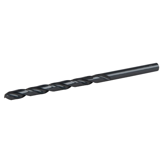 IRWIN 63512 black twist drill bit photographed on white background, shown at a side angle.