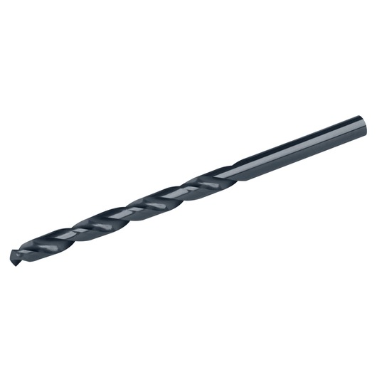 IRWIN 63514 black twist drill bit, side angle, single piece on white background.