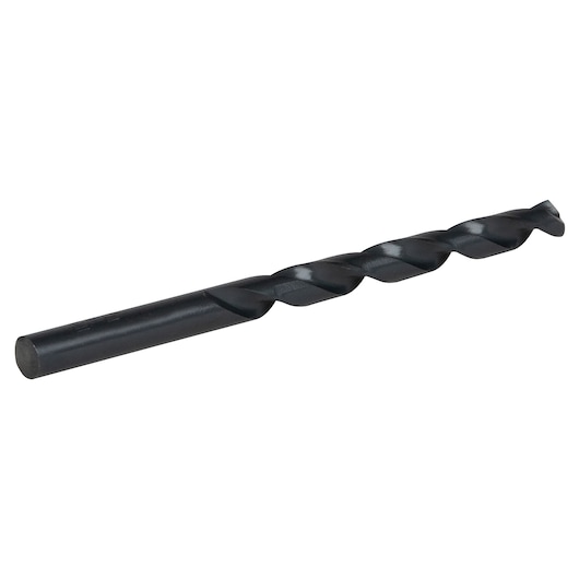 Photo of IRWIN 63517 black twist drill bit, shown at an angle on white background, power tool accessory.