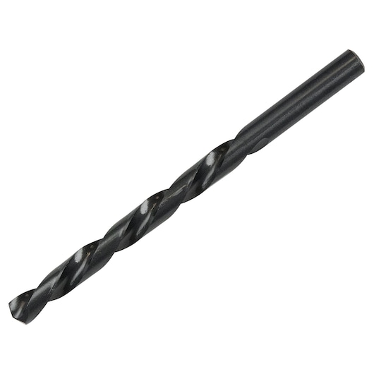 IRWIN 63520ZR black oxide drill bit, side angle on white background.