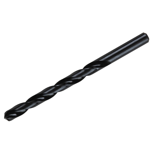 IRWIN 63521ZR black twist drill bit, side view, on white background.
