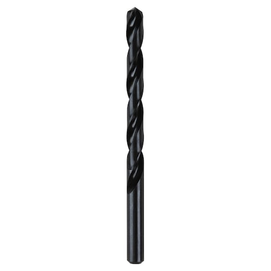 IRWIN 63521ZR black metal drill bit, straight shank, front view on white background.