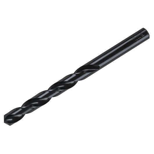 IRWIN 63526ZR black metal twist drill bit, side angle, photography of drill accessory.