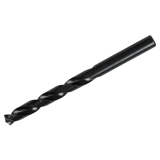 IRWIN 63527ZR black metal twist drill bit, photographed at angle on white background.