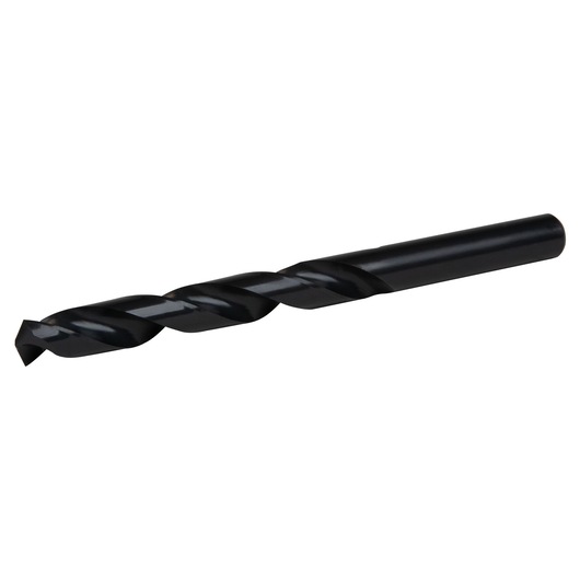 IRWIN 63532 black oxide drill bit, side view on white background.