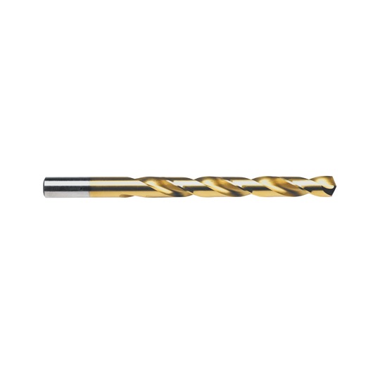 IRWIN 63924 gold and silver twist drill bit side view, photography category