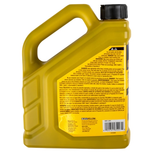 IRWIN 65207 yellow plastic container with black cap, back label visible, product photography, rear angle.