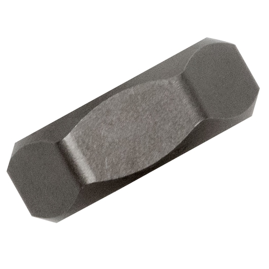 IRWIN 6545 hexagonal black metal bit, photography of bit on white background, top angle.