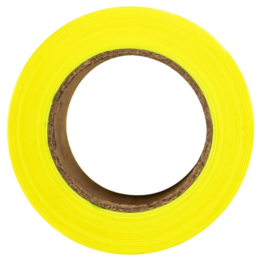 IRWIN 65605 bright yellow tape roll, photographed from above on white background, adhesive product.