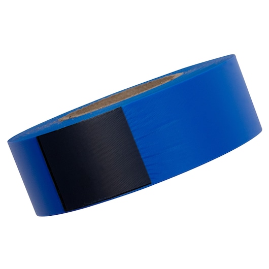 Photo of IRWIN 65903 blue adhesive tape roll, angled view on white background.
