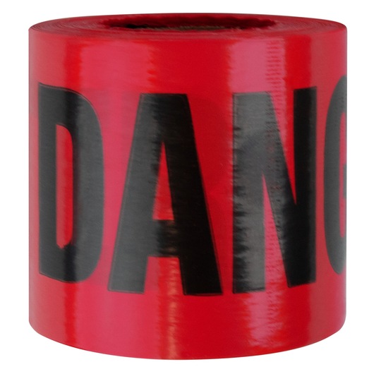 IRWIN red warning tape roll with bold black DANGER text, SKU 66202, front angle on white background