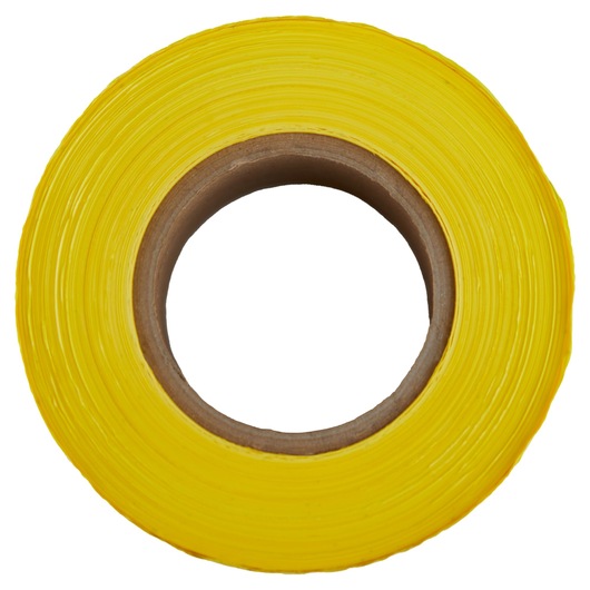 IRWIN roll of yellow adhesive tape, SKU 66211, photography, top view on white background.