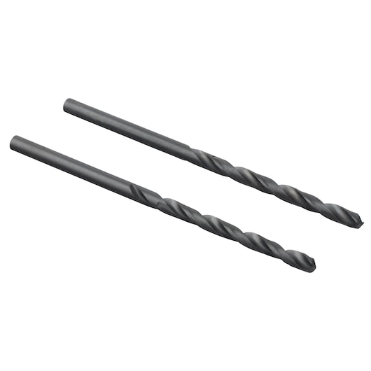 IRWIN 67508 black oxide drill bit set, two pieces, side angle on white background.