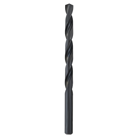 IRWIN 67518 black oxide twist drill bit, straight-on angle, on white background.