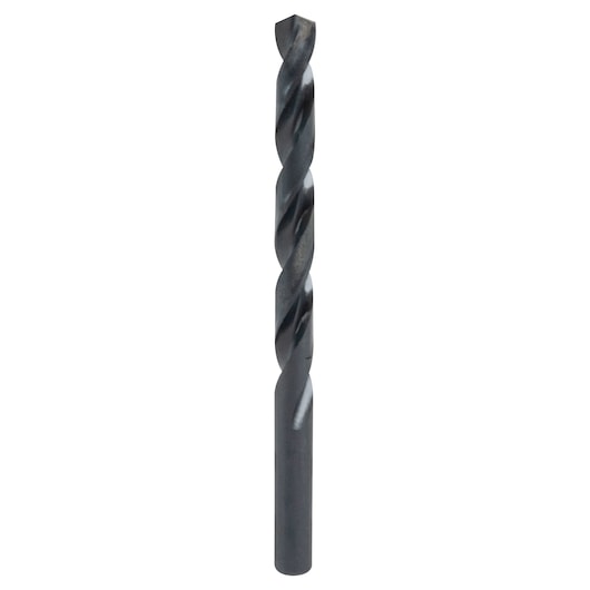 IRWIN black twist drill bit, 67522, straight view on white background.