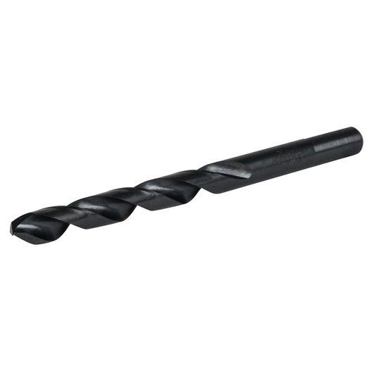 IRWIN black twist drill bit SKU 67825, side angle, against white background.