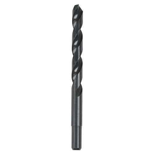 IRWIN 67826 black metal twist drill bit, straight shank, vertical angle, white background.