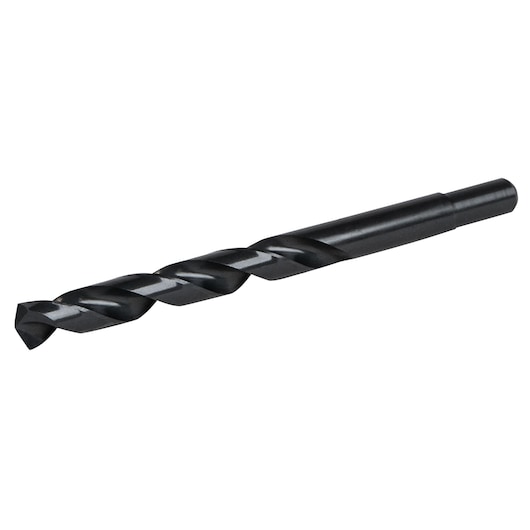 Photo of IRWIN 67827 black metal twist drill bit, angled view on white background.