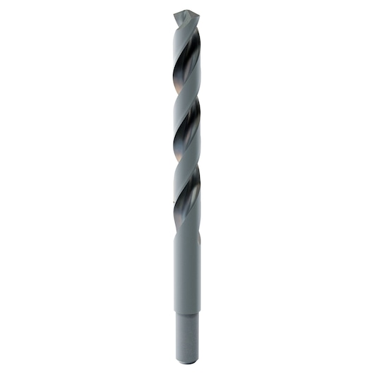 IRWIN twist drill bit 67828, gray metal, front angle on white background, photography of tool accessory.
