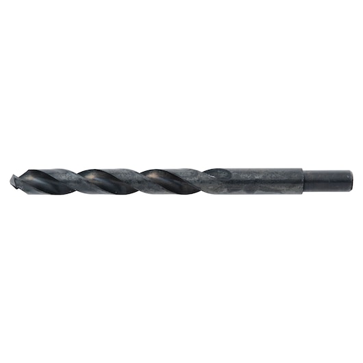 IRWIN 67829 black oxide drill bit, straight shank, photographed on white background.